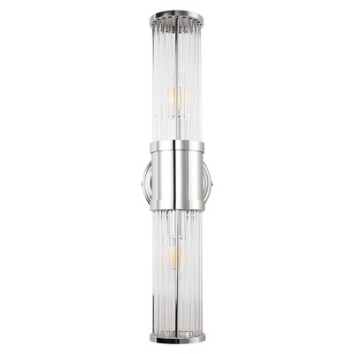 DORESshop 3 in. 2-Light Chrome Crystal Bathroom Wall Sconce, Vertical Horizontal Wall Mount Vanity Light Fixture