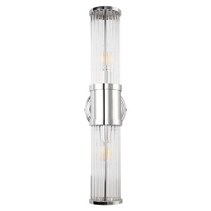 DORESshop 3 in. 2-Light Chrome Crystal Bathroom Wall Sconce, Vertical Horizontal Wall Mount Vanity Light Fixture - 1 of 4