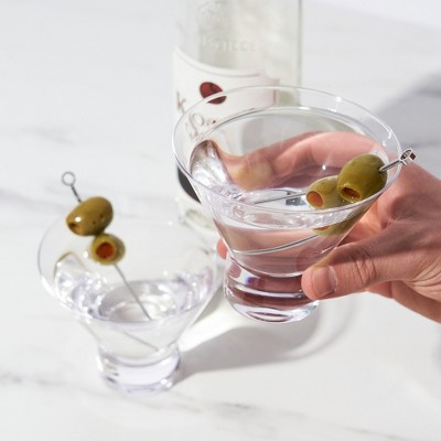 Viski Crystal Stemless Martini Glasses - Set of 4, 7.5 oz
