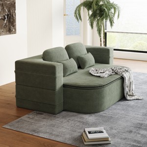 KWPZQEB 75'" 2-in-1 Sofa with Multi Functional Blanket, Floor Folding Sofa Bed with 2 Pillows, Convertible Upholstered Sofa Bed for Living Room - 1 of 4