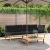 vidaXL 3 Piece Patio Pallet Sofa Set with Cushions - Solid Acacia Wood - Outdoor Modular Sectional - with Table and Black Cushions - Brown - 2 of 4