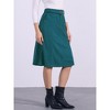 INSPIRE CHIC Women's High Waist Elastic Back A-Line Belted Corduroy Midi Skirt with Pockets - 3 of 4