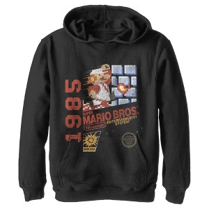 Boy's Nintendo Super Mario Bros 1985 Box Art Pull Over Hoodie - 1 of 4