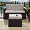 Palm Harbor Outdoor Wicker Ottoman - Gray - Crosley: Steel Frame, UV-Resistant, Removable Cushion - 3 of 4