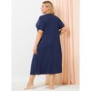 Agnes Orinda Women's Plus Size Cute Print Split Hem Soft Short Sleeve Crew Neck Midi Sleep Shirts Nightgowns with Pockets - 4 of 4