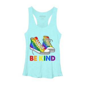 Adult Design By Humans Be Kind Sneakers LGBTQIA PrideBy Legato Tendo Racerback Tank Top - 1 of 2