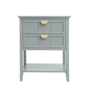 TIRAMISUBEST 2-Drawer American Style End Table: A Sturdy and Elegant Storage Solution for Your Bedroom and Study - 1 of 4