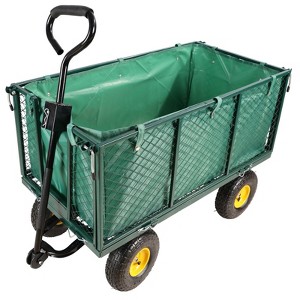 VisioGear Outdoor Serving Carts, Garden Flower Cart with Cloth Bag, Garden Cart with Removable Handle, Green & Black, 44.4"*20.4"*40.3 - 1 of 4