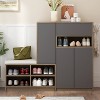 2-In-1 Shoe Storage Bench And Shoe Cabinets,Multi-functional Shoe Rack With Padded Seat - Maison Boucle - 2 of 4