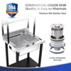 ROVSUN 67"H Commercial Sink 304 Stainless Steel Sink with Adjustable Shelves and Hanging Rod with Hooks, Freestanding Utility Sink - 3 of 4