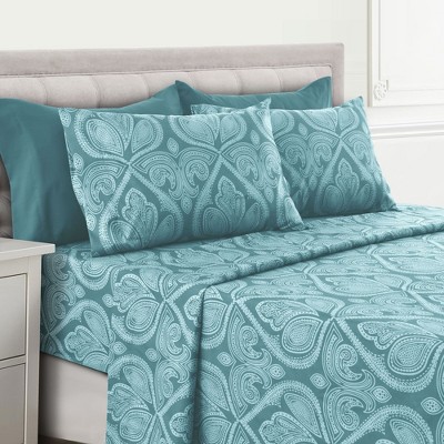 Full Size Blue Paisley Microfiber Deep Pocket Sheet Set