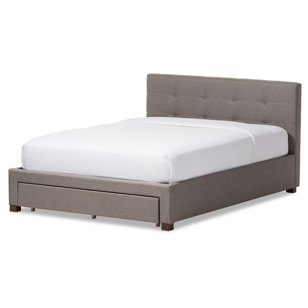 Photos - Bed Frame Queen Brandy Modern and Contemporary Fabric Upholstered Platform Bed with