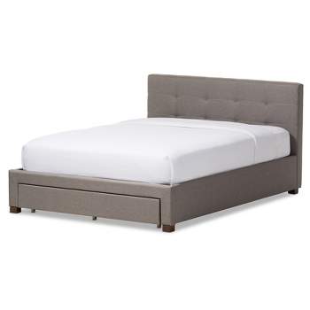 Brandy Modern and Contemporary Fabric Upholstered Platform Bed with Storage Drawer - Baxton Studio