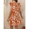 Coolmee Women Summer Mini Dress Ruffle Cap Sleeve Floral Print Crewneck Babydoll Short Sundress S Orange print - 2 of 4