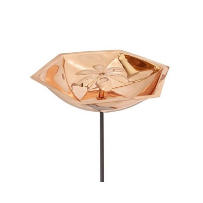 Hexagonal Copper Bee Birdbath with Metal Stake
