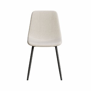 Lirago Set of 4 Modern Dining Chairs with Linen Seats & Black Metal Legs-Beige, Stylish Office/Home Furniture - 1 of 4