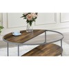 35.38" Round Industrial Coffee Table with Half-Shelf Design and 3-Tier Storage for Modern Living Room - 3 of 4