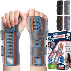 DR. BRACE Adjustable Wrist Brace Night Support for Carpal Tunnel, Double Splint & Therapeutic Cushion, Hand Brace For Pain Relief, Injuries, Sprains - 1 of 4