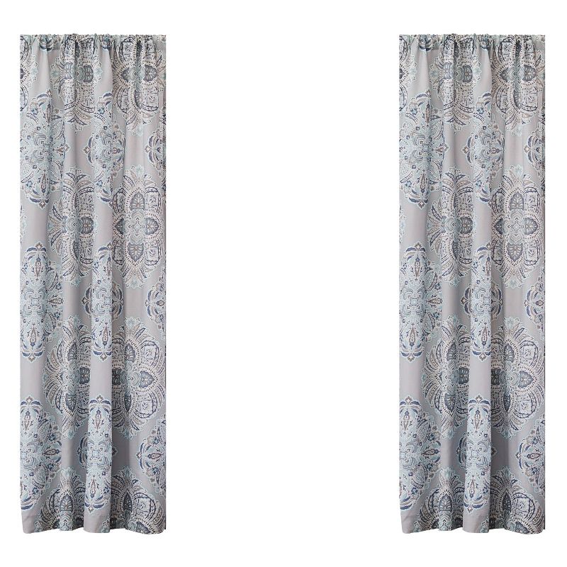 Tania Medallion Lined Curtain Panel with Rod Pocket - 2pk - Levtex Home, 2 of 4