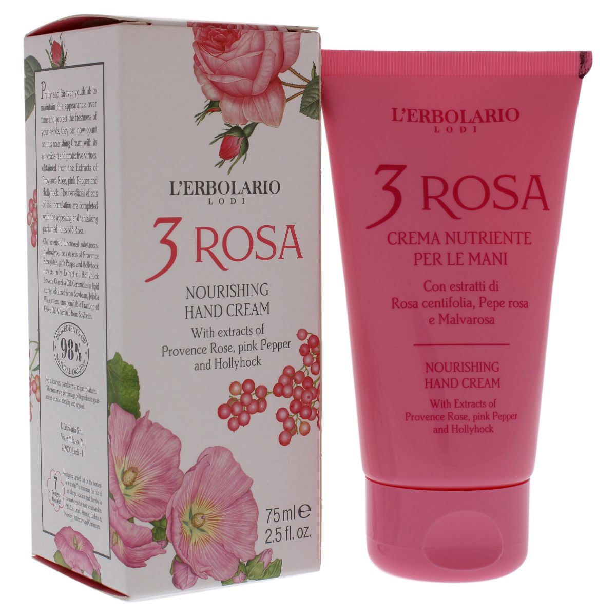 L'Erbolario 3 Rosa Nourishing Hand Cream - Hand Cream for Dry Skin - 2.5 oz - thumbnail 2