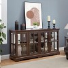 Okak Display Cabinet, Curio Cabinet with 4 Vintage Design Glass Doors，Storage Cabinet for Living Room, Bedrooom, Office - 3 of 4