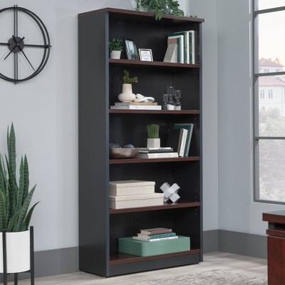 Classic Cherry Adjustable 5-Shelf Library Bookcase