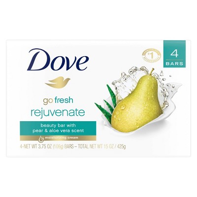 Dove Go Fresh Rejuvenate Pear & Aloe Vera Beauty Bar Soap - 4pk - 3.75oz each