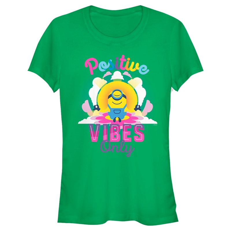 Juniors Womens Minions: The Rise of Gru Stuart Positive Vibes Only T-Shirt, 1 of 5