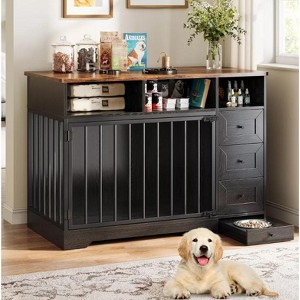 Nasitip 48''Dog Crate Furniture, Indoor Dog Kennel with Hidden Bowl, 3 Drawers, Decorative Pet Crate for Large Dogs - 1 of 4