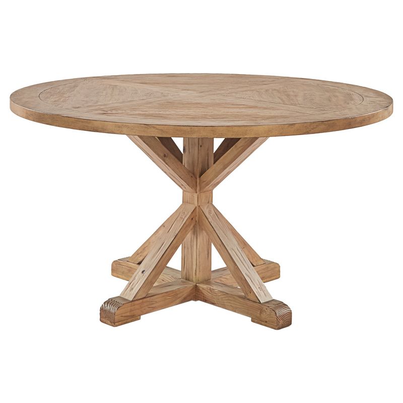 Sierra Round Farmhouse Pedestal Base Wood Dining Table - Inspire Q, 1 of 10