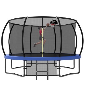 NAYSAYE Trampoline 12FT with Safety Enclosure Net and Ladder for Kids Outdoor Fun and Recreation, Blue, 144.09"*107.87"*127.00" - 1 of 4