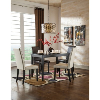 Ivory Faux Leather Upholstered Parsons Side Chair with Wood Legs