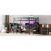 Okak Full XL Metal High Loft Bunk Bed with L-shaped Desk & USB Heavy Duty Bedframe with Wardrobe & Adjustable Shelf LED for Adults Teens Kids, Black - 3 of 4