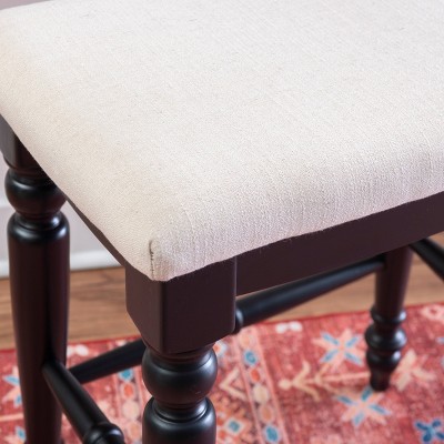 Marino 25" Black Wood and Linen Backless Counter Stool