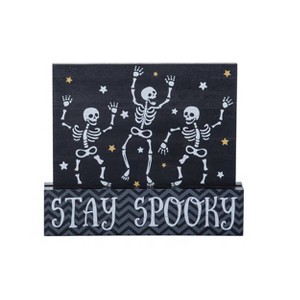 Transpac Wood 7.91 in. Gray Halloween Dancing Skeleton - 1 of 3