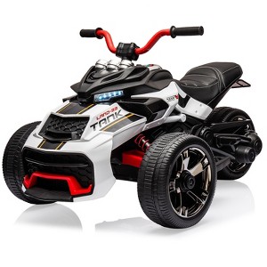 12V Kids Ride On ATV, 3 Wheeler Motorcycle, Rechargeable Battery-Powered ATV Toy Car with Music - 1 of 4
