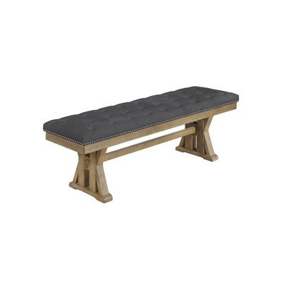 Cushioned Dining Bench In Gray Linen Fabric : Target