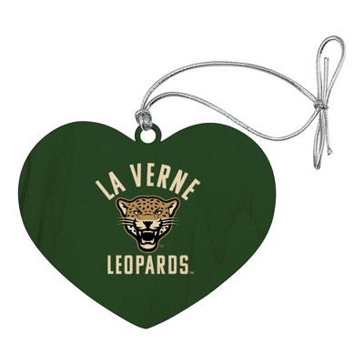 University of La Verne Leopards Logo Heart Love Wood Christmas Tree Holiday Ornament