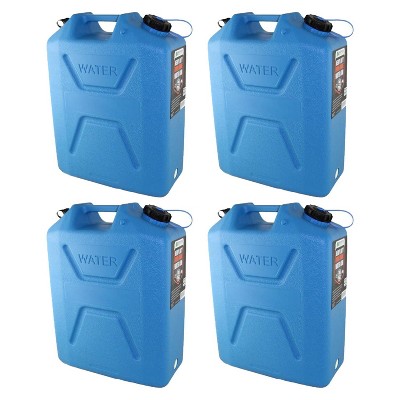  Wavian 5 Gallon Plastic Water Jug Can Container with Easy Pour Spout (4 Pack) 