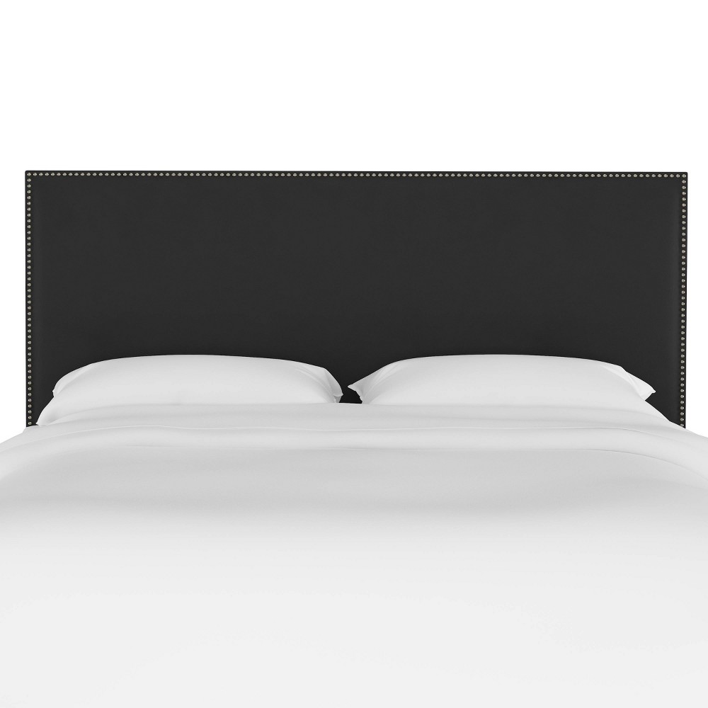 Photos - Bed Frame Skyline Furniture King Arcadia Nailbutton Headboard Velvet Black