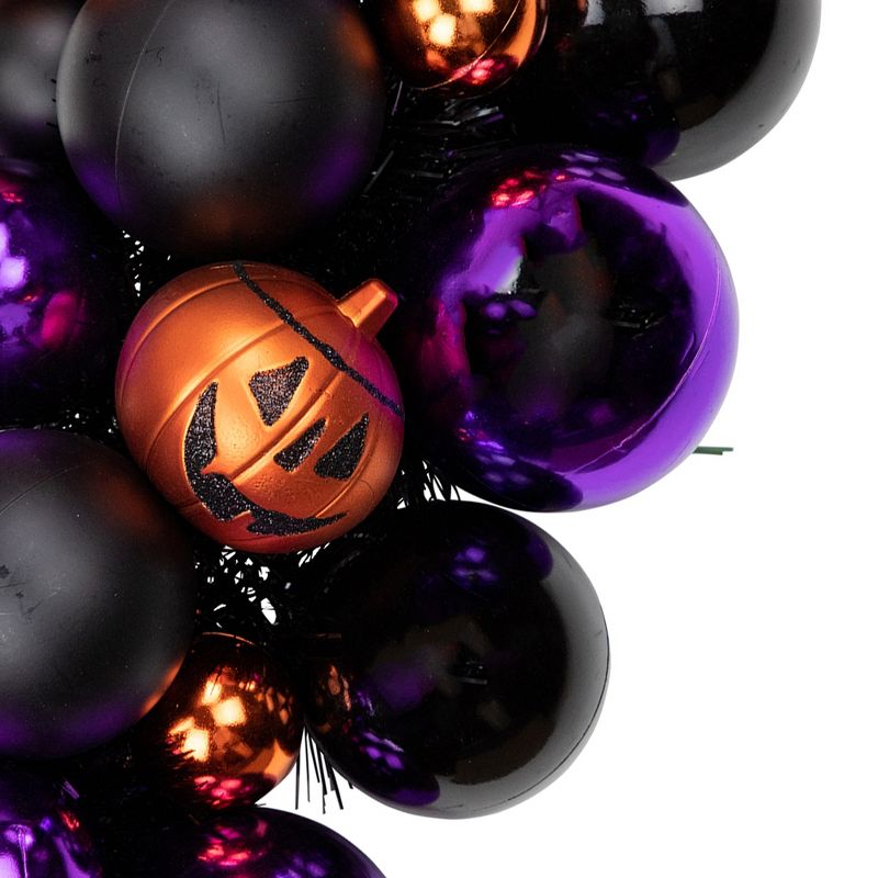 Northlight Jack-O-Lantern Shatterproof Ball Ornament Halloween Wreath - 24-Inch, Unlit, 3 of 4