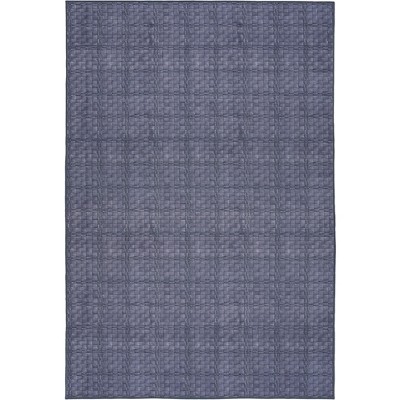 Navy Blue Geometric Cotton Blend 4' x 6' Area Rug