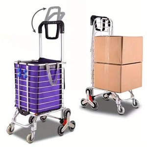 Stair Climbing Collapsible Shopping Carts for Groceries and Hand Truck 2-in-1, Lightweight Utility Cart w/ Waterproof Liner Basket, Elastic Cord, 35L - 1 of 4