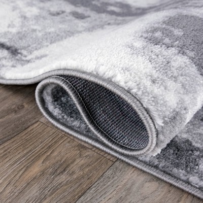 Contemporary Abstract Gray Synthetic 95'' Area Rug