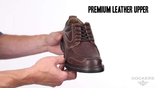Dockers Mens Overton Leather Rugged Casual Oxford Shoe with Stain Defender - Wide Widths Available, 2 of 9, play video