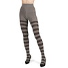 Memoi Grand Stripe Cotton Blend Sweater Tights Med Gray Heather S-M - 2 of 4