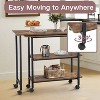 FurnitureR Folding Rolling Side Table for Living Room, Industrial Mobile End Table with Storage Shelves, Rustic Brown - 4 of 4