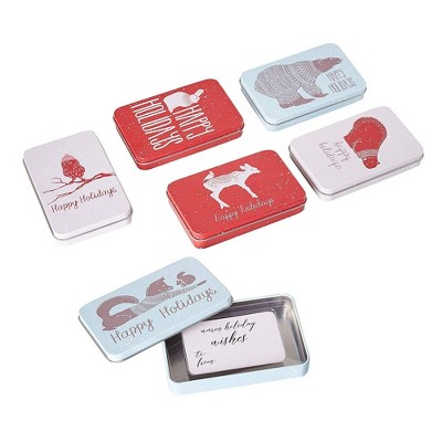 Juvale 6 Pack Gift Card Tin Boxes, Christmas Containers, Stocking Stuffers (5 x 0.75 x 3.25 In)