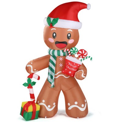 Syemin Inflatable Holiday Decorations 7.9 FT Christmas Inflatable Decoration, Inflatable Gingerbread Man Outdoor Decoration, Brown, 55.1"*31.5"*94.5"