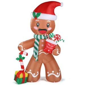 Syemin Inflatable Holiday Decorations 7.9 FT Christmas Inflatable Decoration, Inflatable Gingerbread Man Outdoor Decoration, Brown, 55.1"*31.5"*94.5" - 1 of 4